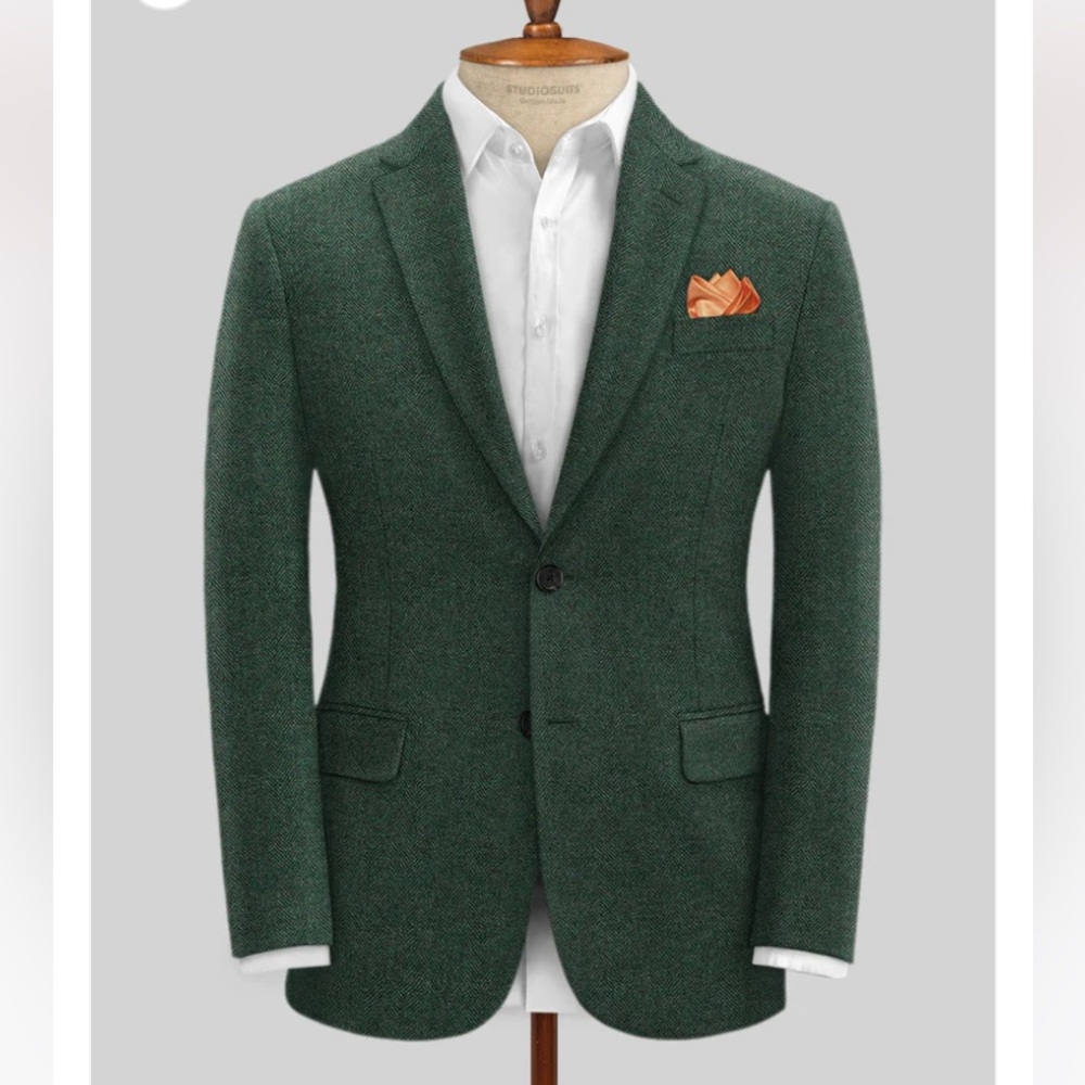 Studiosuits Green Herringbone Tweed Suit